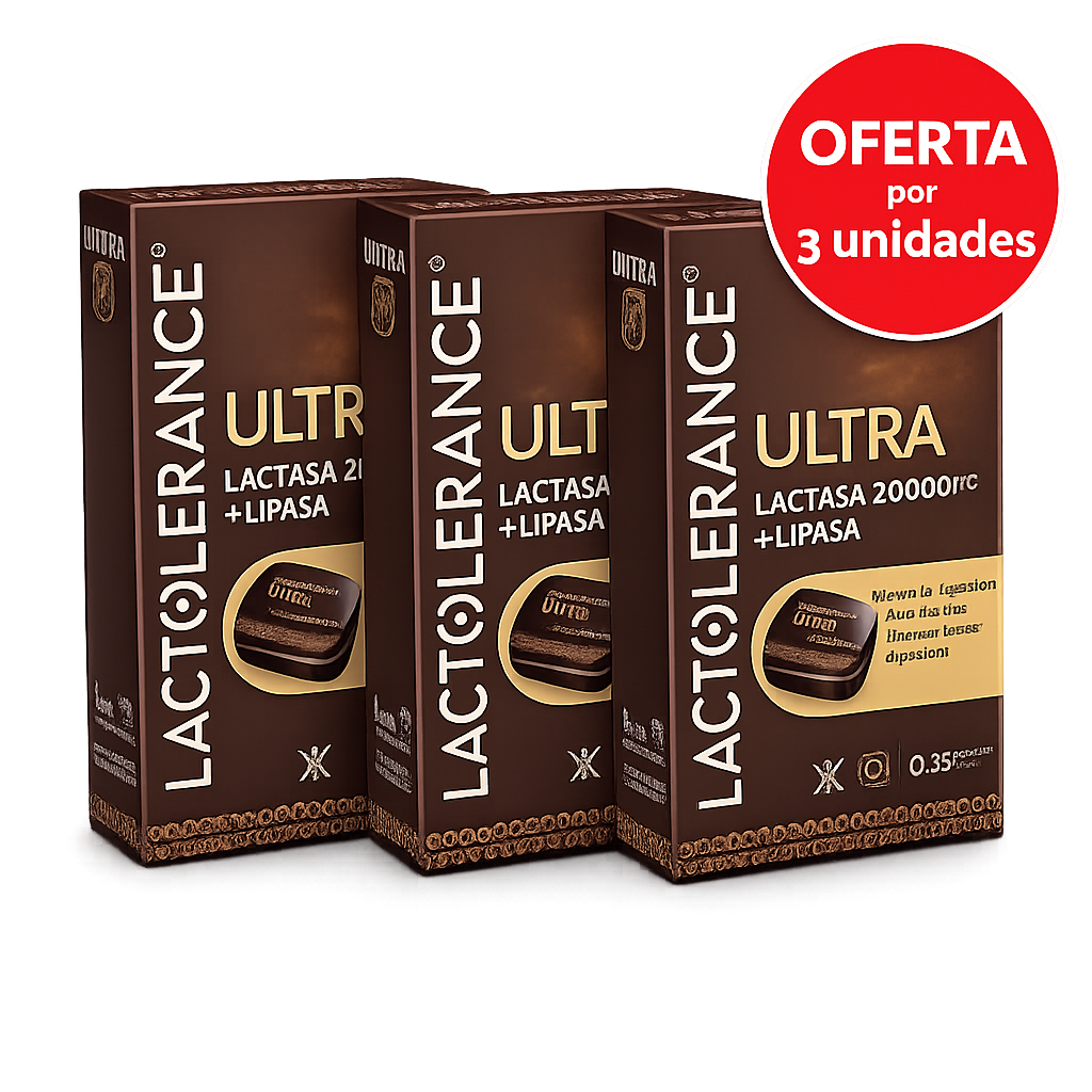 Lactolerance ULTRA Pack 3 unidades – Lactasa 20.000 FCC + Lipasa