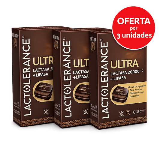 Lactolerance ULTRA Pack 3 unidades – Lactasa 20.000 FCC + Lipasa